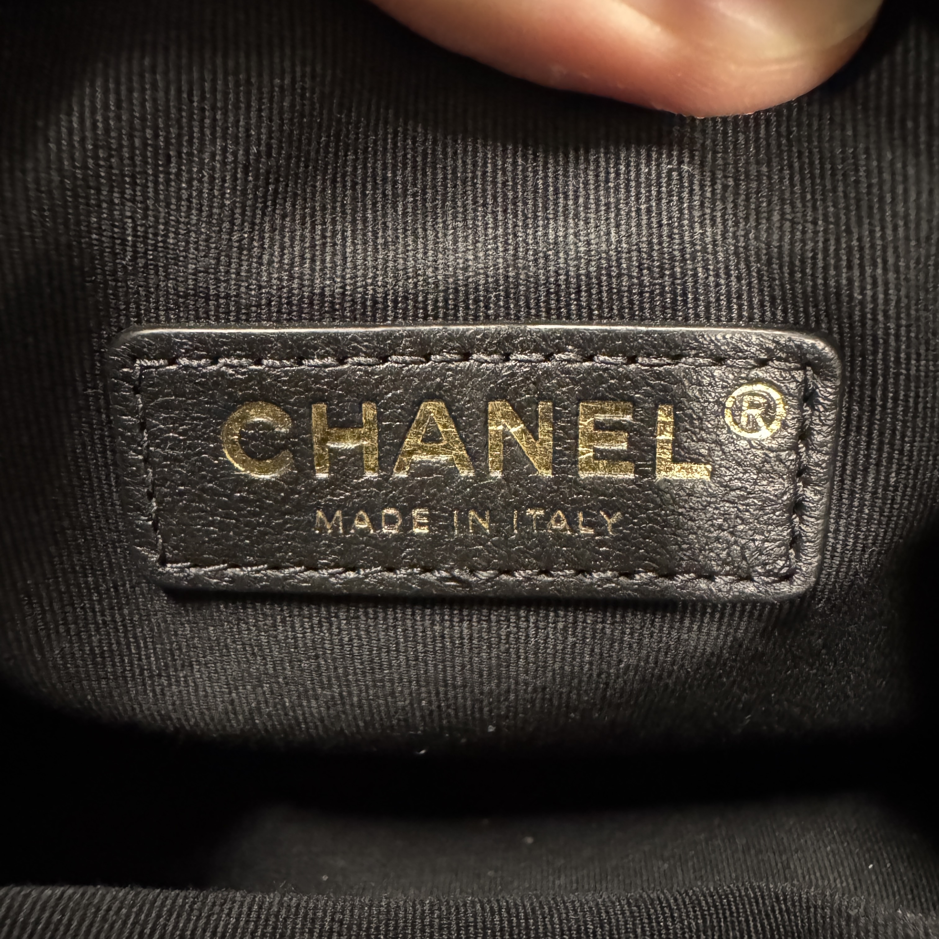 CHANEL  Preppy Pocket Camera Bag Shiny Crumpled Black Lambskin LGHW